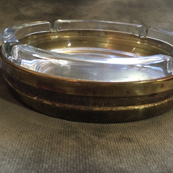 Cristal and brass ashtray - Picture 3 of 5